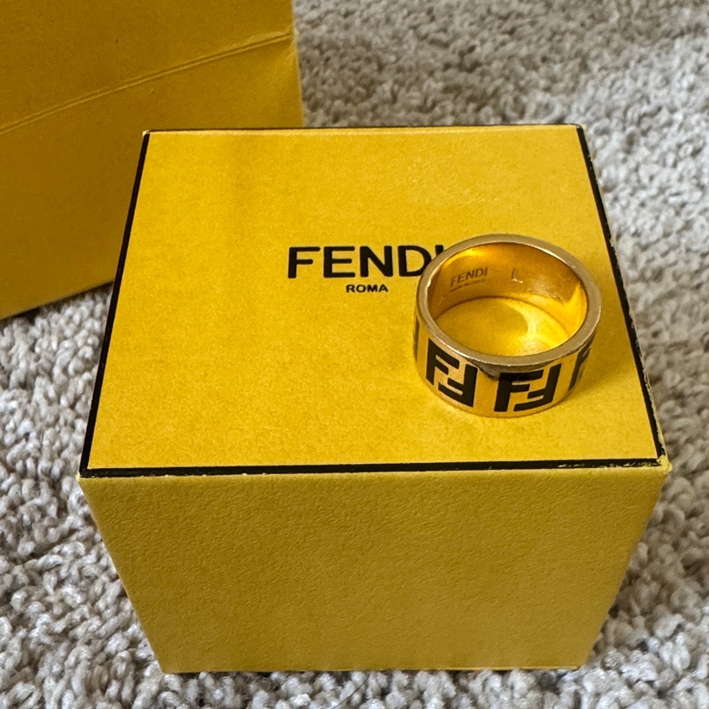 Fendi Gold and Black Forever Women's Ring